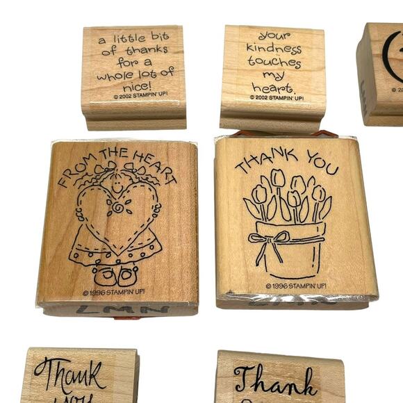 Stampin Up Wood Block Rubber Stamps Thank You Lot of 11 Stamps Cardmaking - Picture 2 of 11